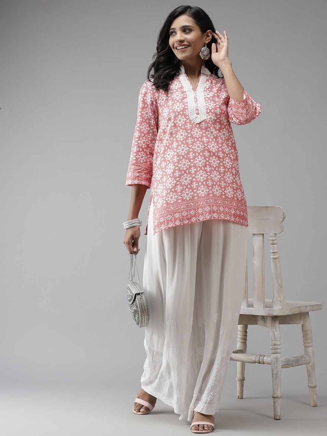 Ada Hand Embroidered White Georgette Lucknowi Chikankari Palazzo A711145