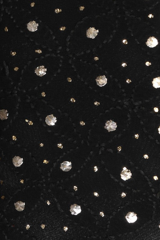 Ada Hand Embroidered Black Pure Georgette Lucknow Chikankari Clutch With Muqaish Work-A606033