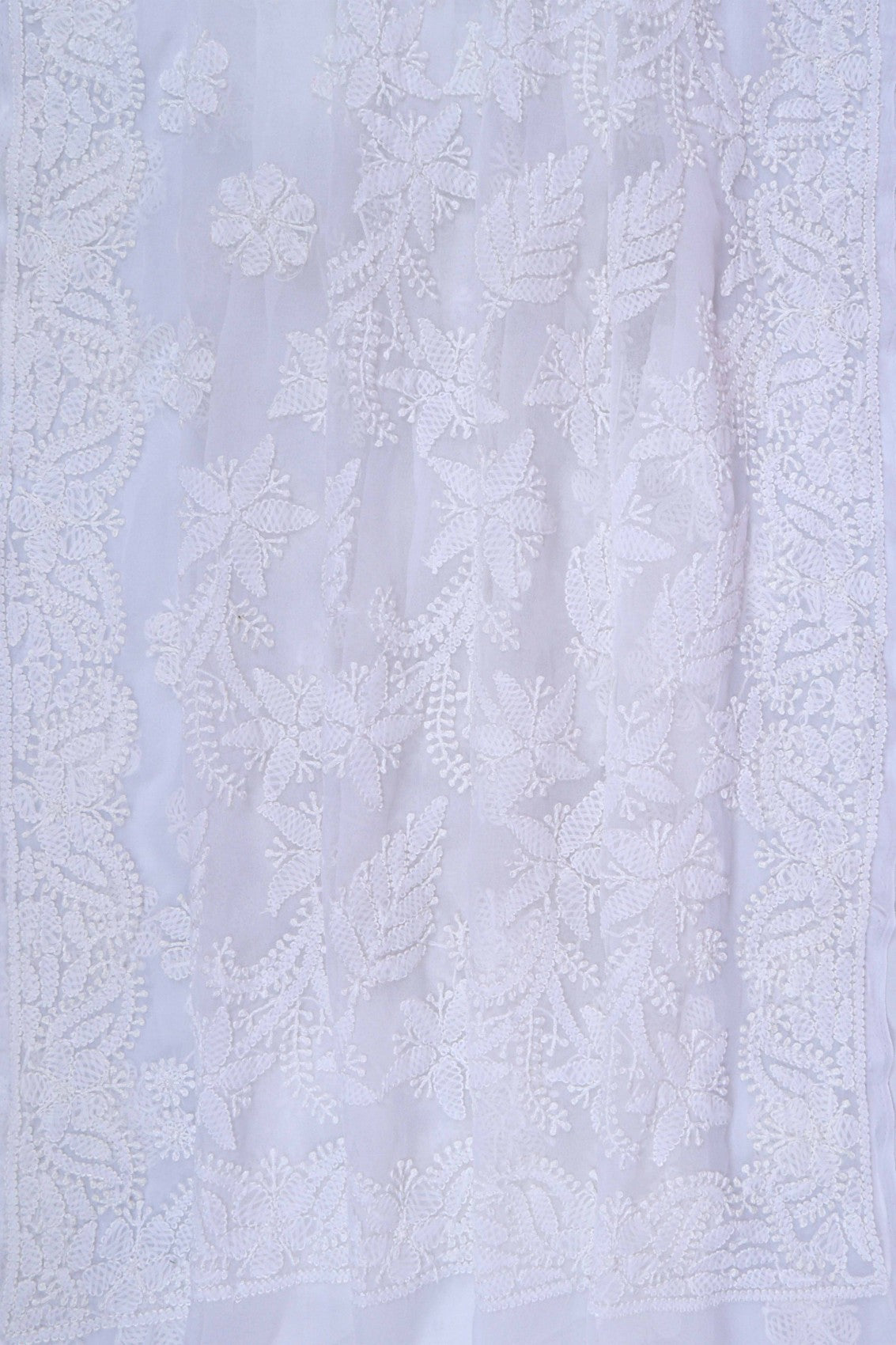 Ada Hand Embroidered White Georgette Lucknowi Chikankari Saree With Blouse A621568