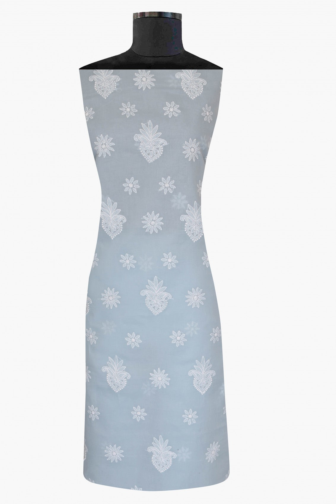 Ada Hand Embroidered Grey Cotton Lucknowi Chikankari Unstitched Suit Piece A211206
