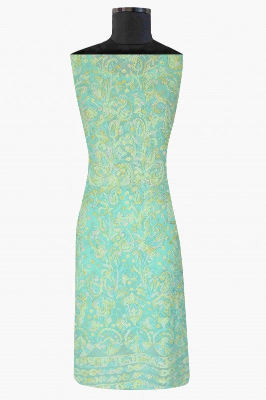Ada Hand Embroidered Sea Green Georgette Lucknowi Chikan Unstitched Suit Piece-A211175