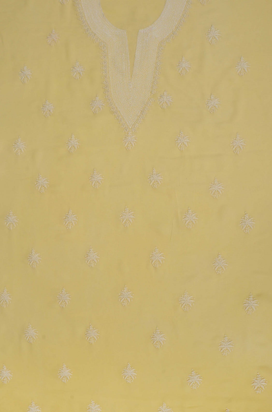 Ada Hand Embroidered Light Yellow Georgette Lucknowi Chikankari Unstitched Kurta Dupatta Set With Pearl Work A454750