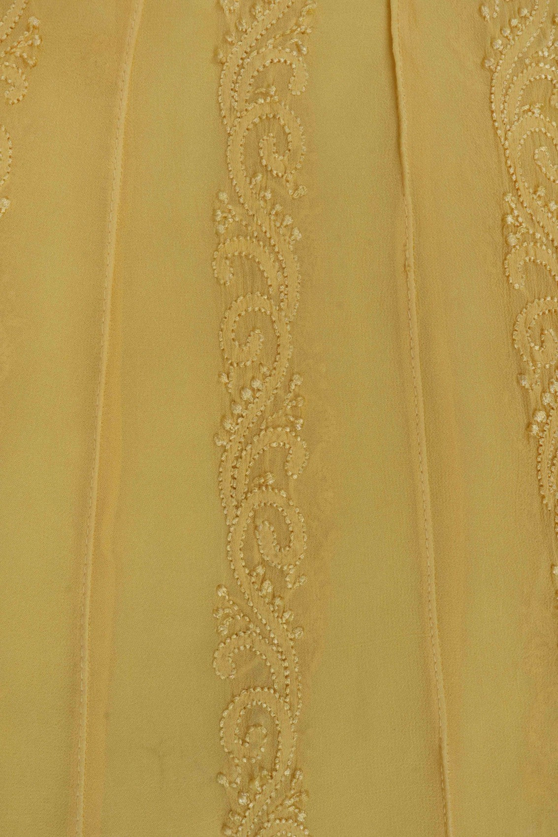 Ada Hand Embroidered Yellow Georgette Lucknowi Chikankari Semi-Stitched Anarkali Kurta Piece 01A180901