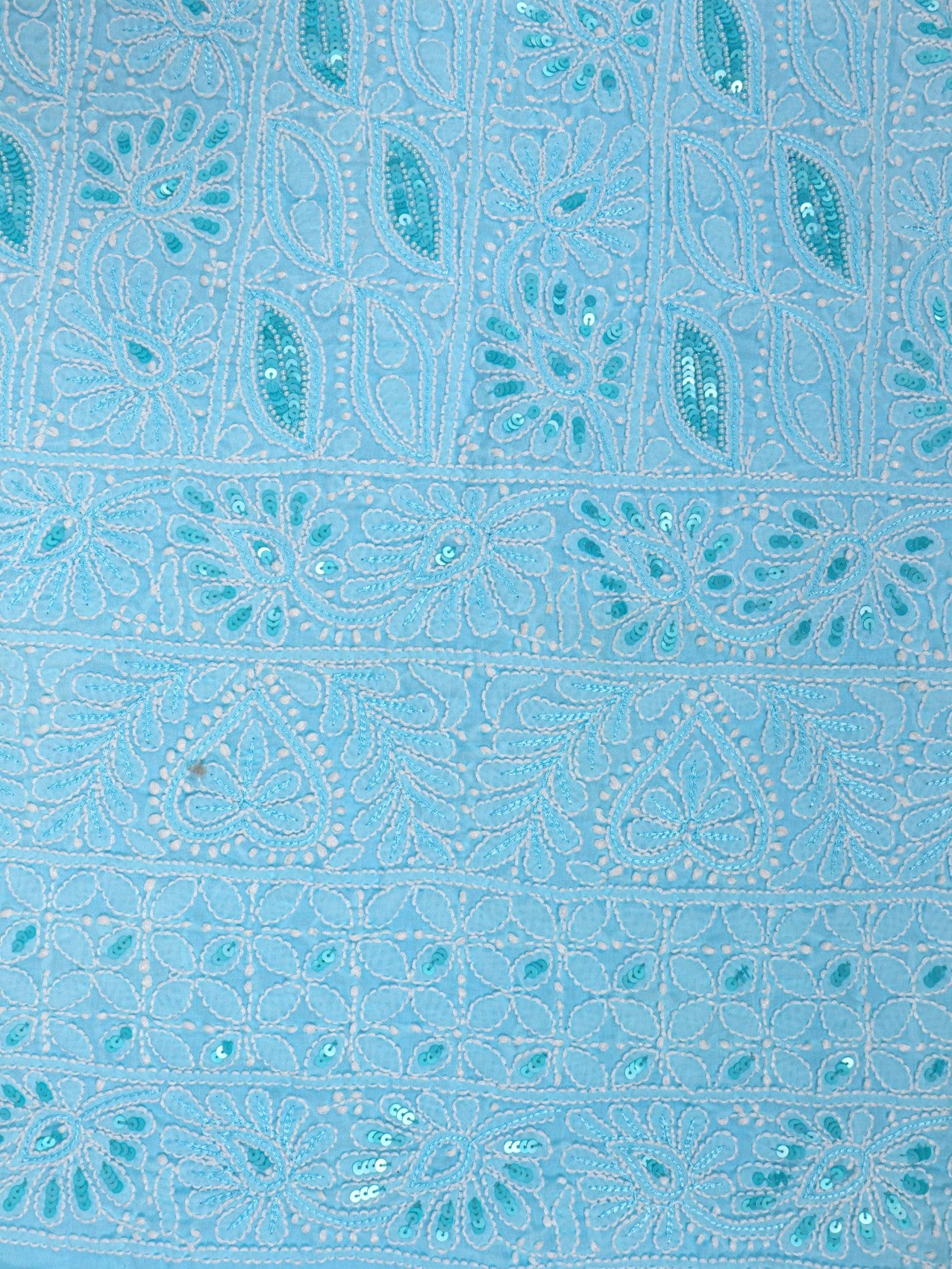 Ada Hand Embroidered Sky Blue Cotton Lucknowi Chikankari Unstitched Suit Piece With Sequinned Work 01A197851