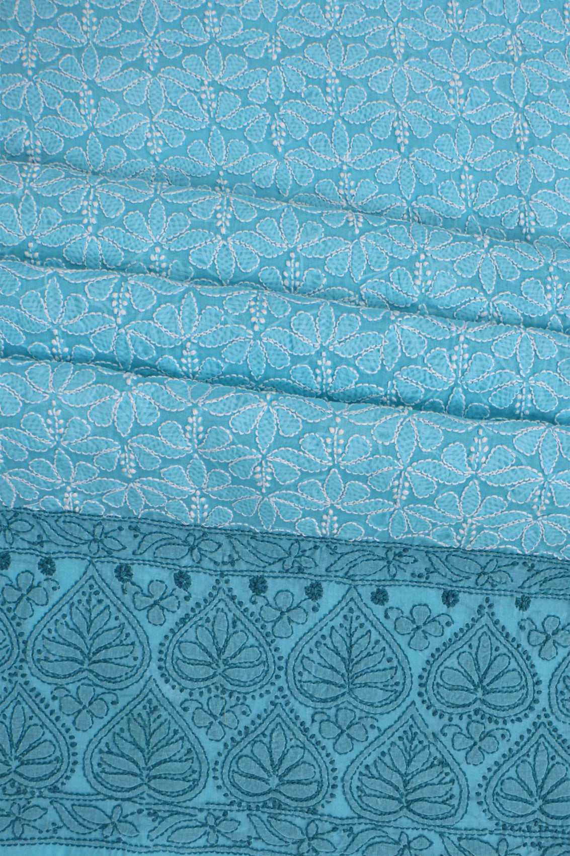 Ada Hand Embroidered Sky Blue Cotton Lucknowi Chikankari Unstitched Suit Piece 01A189033