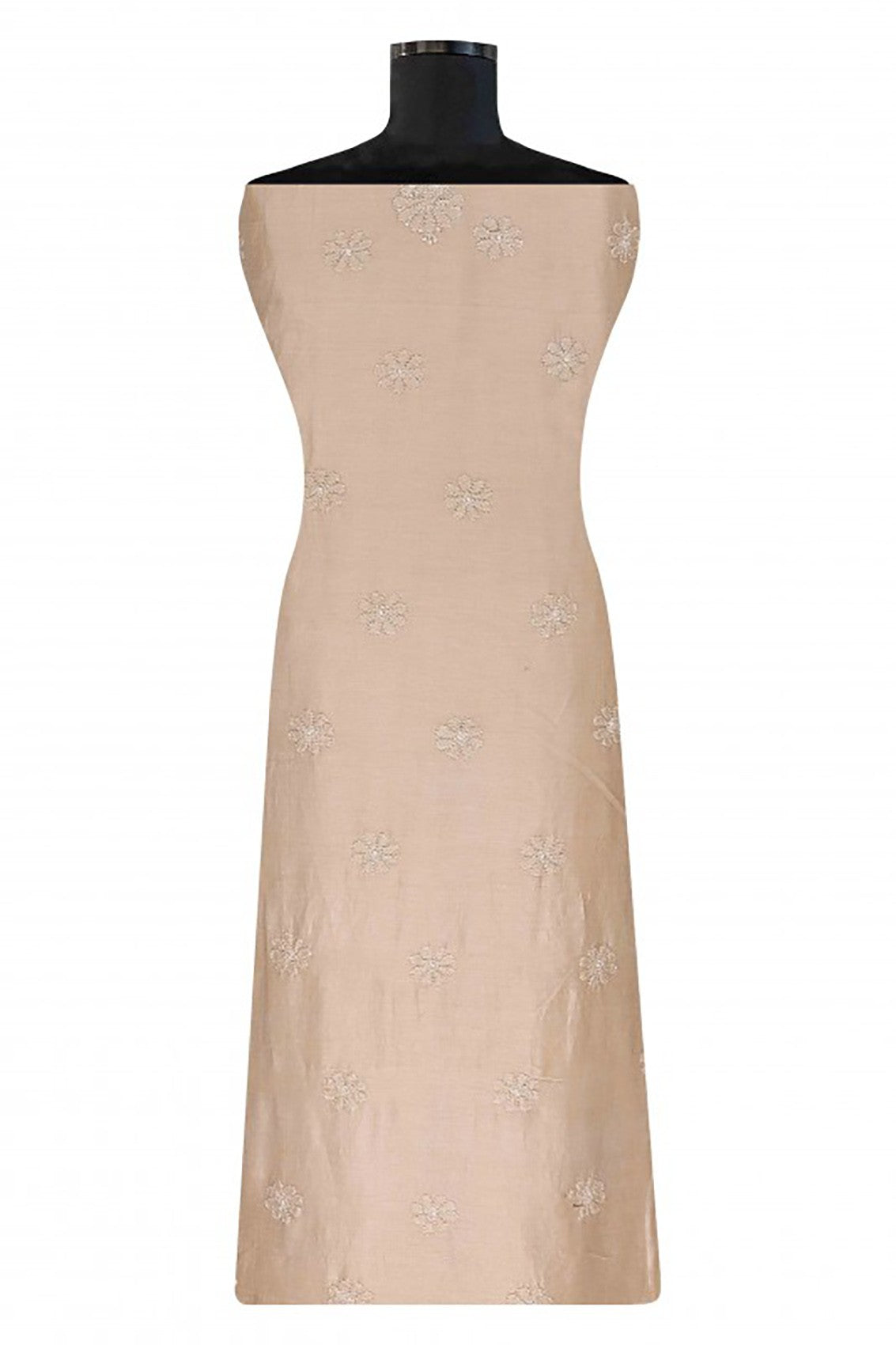 Ada Hand Embroidered Fawn Chanderi Lucknowi Chikankari Unstitched Kurta Dupatta A605701