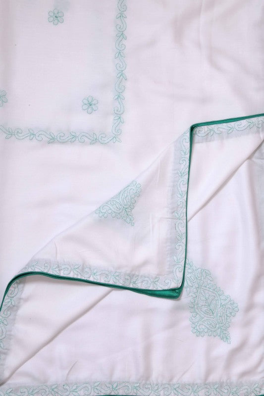 Ada Hand Embroidered White Cotton Lucknowi Chikankari Table Cover A355756