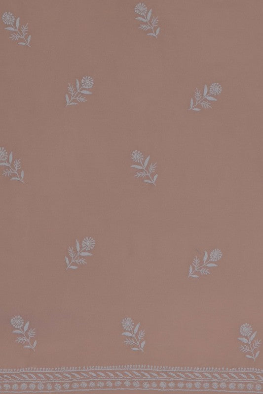 Ada Hand Embroidered Dusty Pink Pure Georgette Lucknowi Chikan Unstitched Suit Piece- A583331