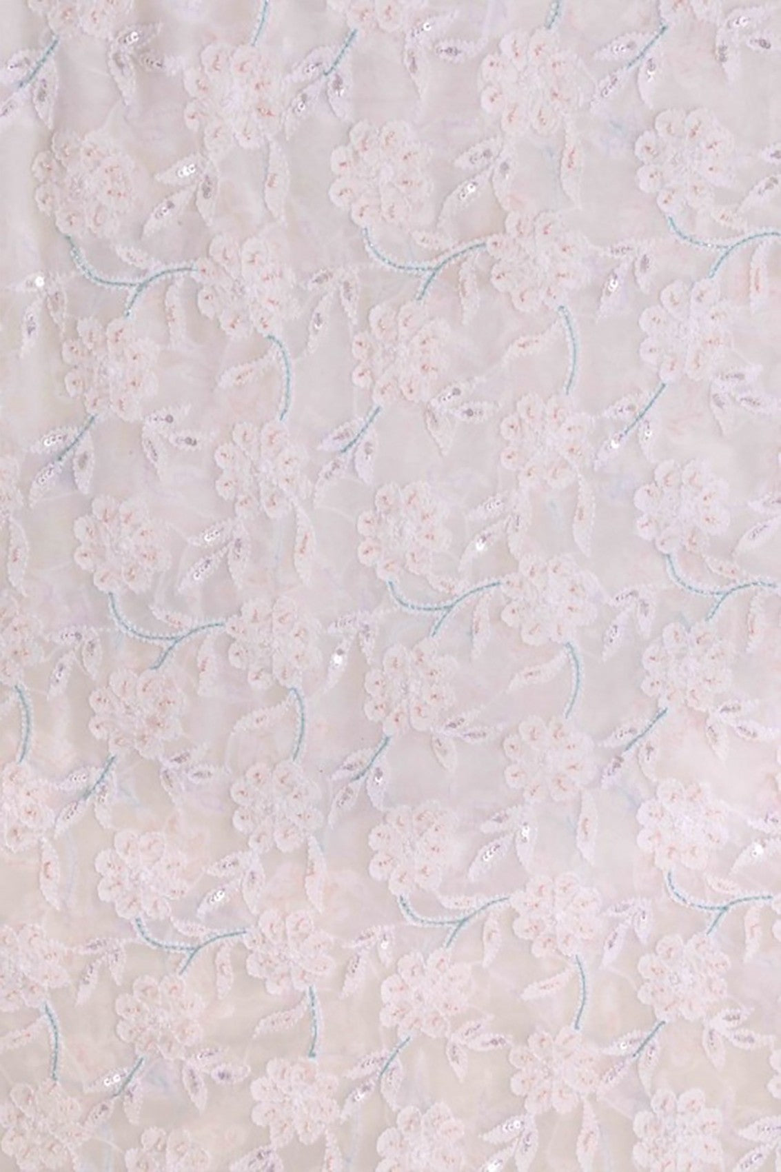 Ada Hand Embroidered White Georgette Lucknowi Chikankari Dupatta With Sequinned Work 01A6380