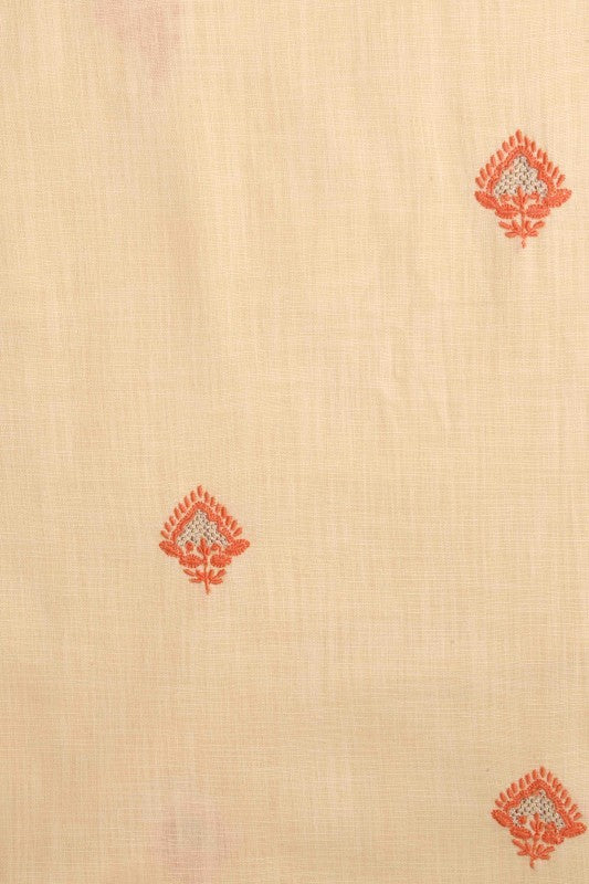 Ada Hand Embroidered Lemonade Cream Cotton Lucknowi Chikankari Unstitched Kurta Dupatta with Gota Patti Work A251257