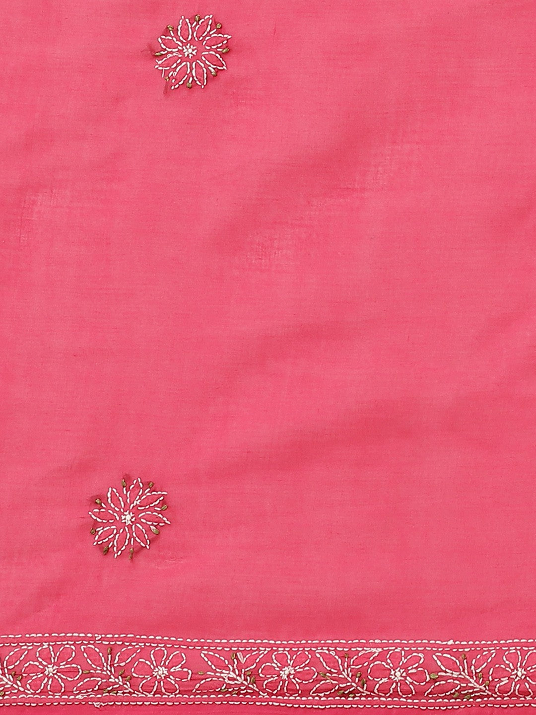 Ada Hand Embroidered Magenta Cotton Lucknow Chikan Saree With Blouse-A311206