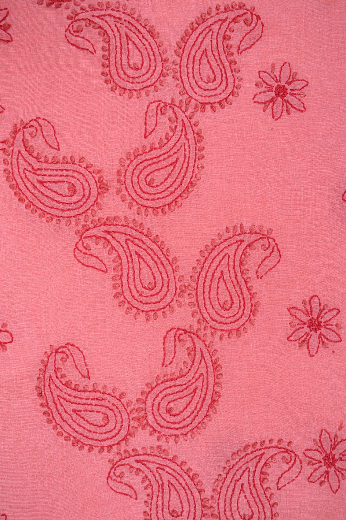 Ada Hand Embroidered Punch Pink Cotton Lucknowi Chikankari Unstitched Suit Piece 01A178593