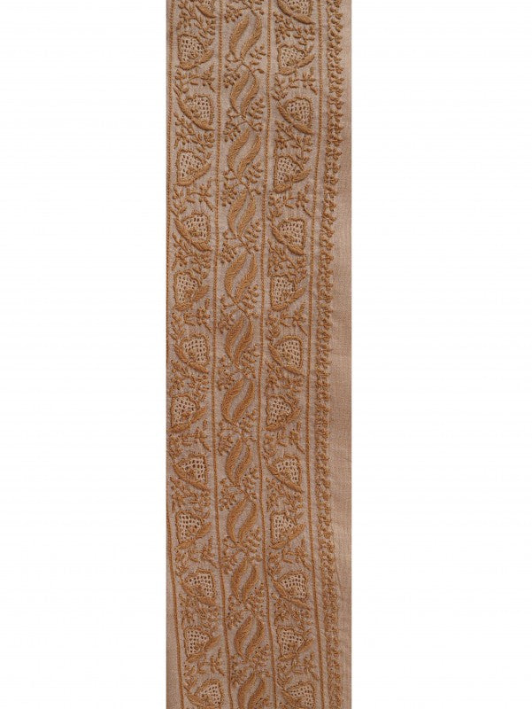 Ada Hand Embroidered Natural Fawn Moonga Silk Lucknowi Chikankari Unstitched Men's Kurta Piece 01A5445