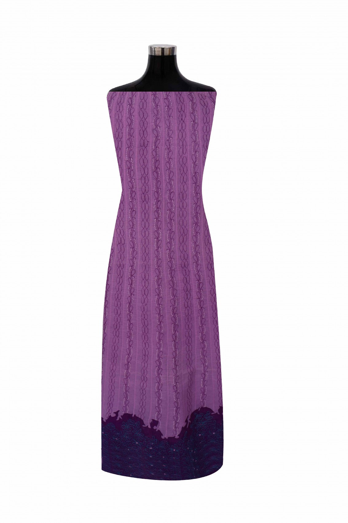 Ada Hand Embroidered Purple Cotton Lucknowi Chikankari Unstitched Anarkali Kurta Piece 01A123947