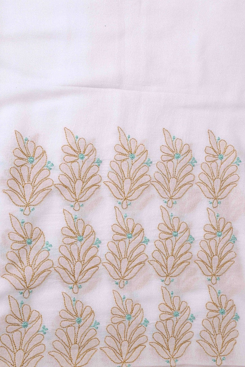 Ada Hand Embroidered White Cotton Lucknowi Chikankari Table Cover A475715