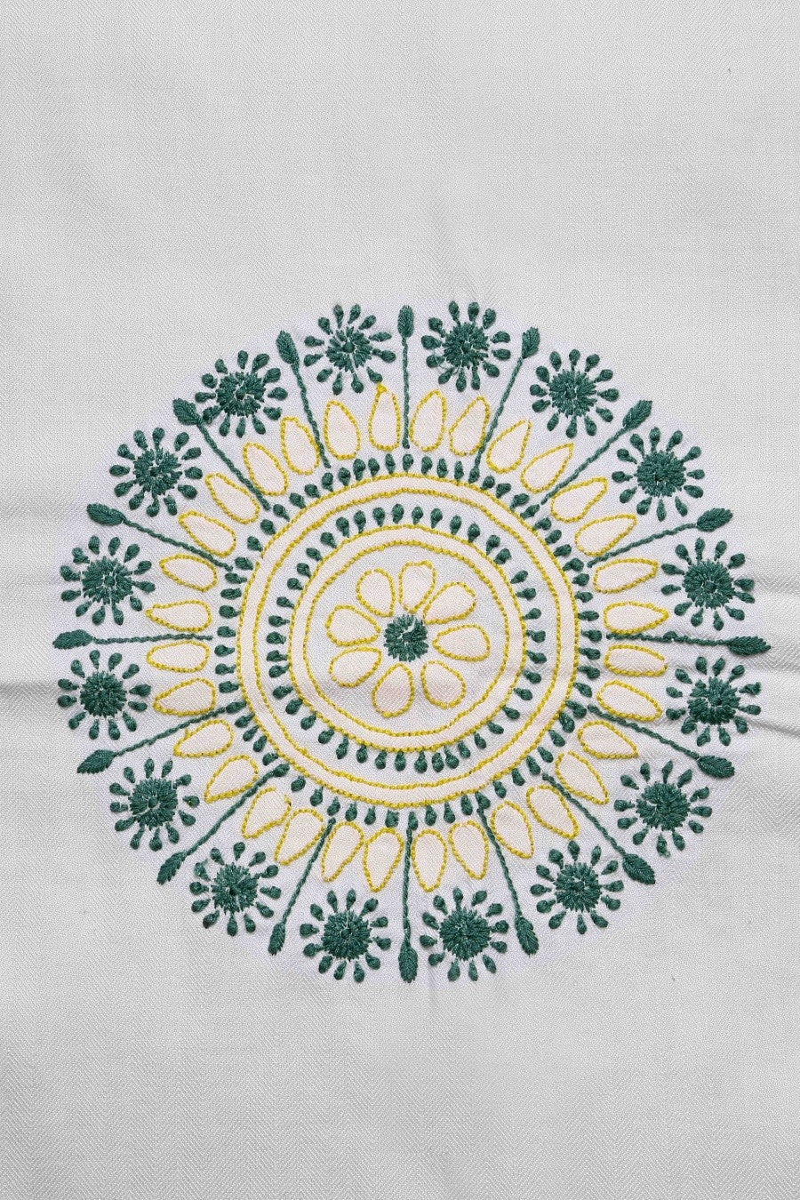 Ada Hand Embroidered White Cotton Lucknowi Chikankari Table Cover-A160982