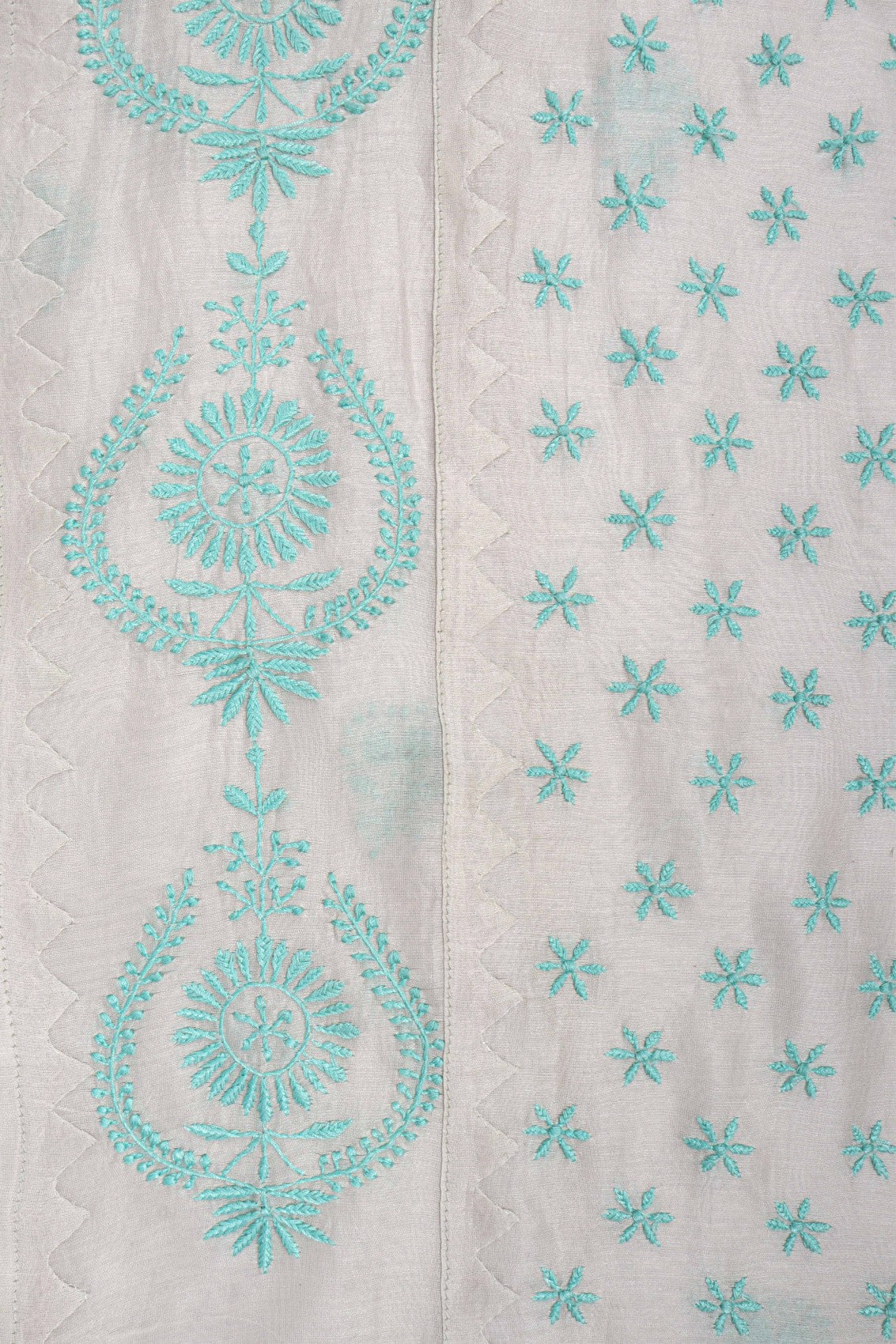 Ada Hand Embroidered Light Grey Chanderi Lucknowi Chikankari Semi-stitched Kurta Dupatta Set A320060
