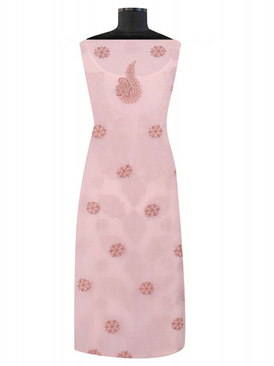 Ada Hand Embroidered Fawn Georgette Lucknowi Chikan Unstitched Suit Piece A211224