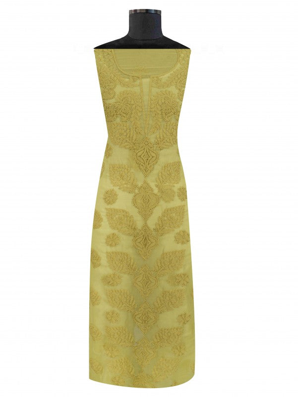 Ada Hand Embroidered Chartreuse Green Georgette Lucknowi Chikankari Unstitched Suit Piece A211227