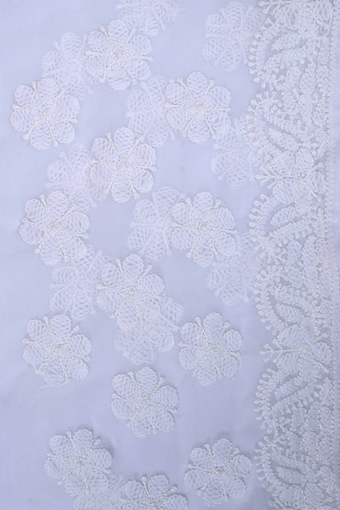 Ada Hand Embroidered White Georgette Lucknowi Chikankari Saree With Blouse A621568