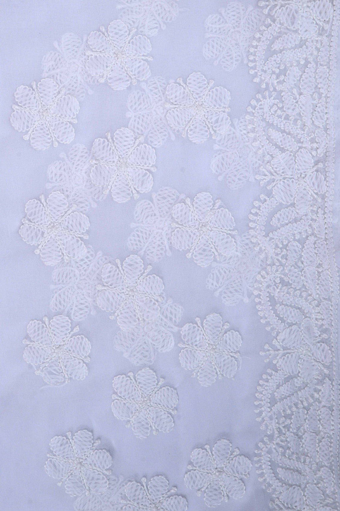 Ada Hand Embroidered White Georgette Lucknowi Chikankari Saree With Blouse A621568
