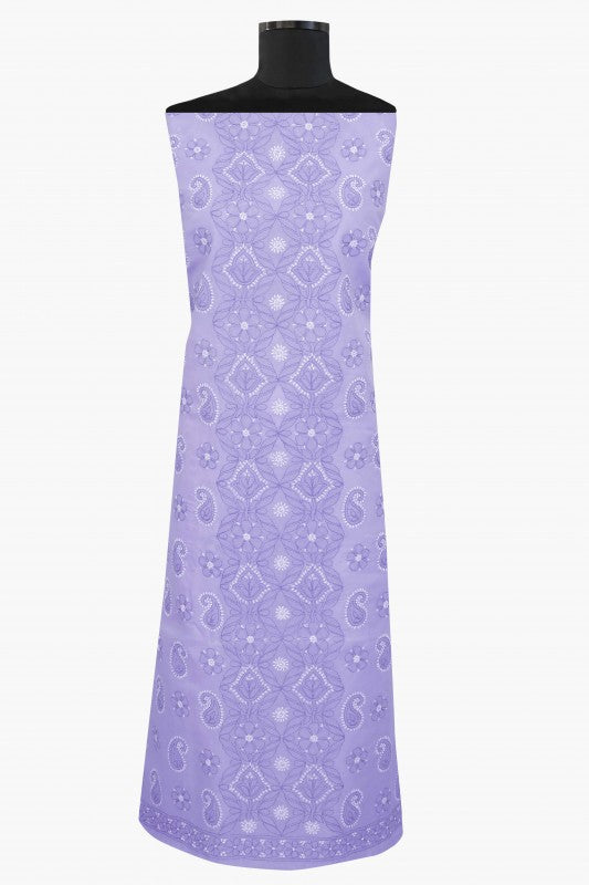 Ada Hand Embroidered Mauve Cotton Lucknowi Chikan Unstitched Suit Piece–A100169
