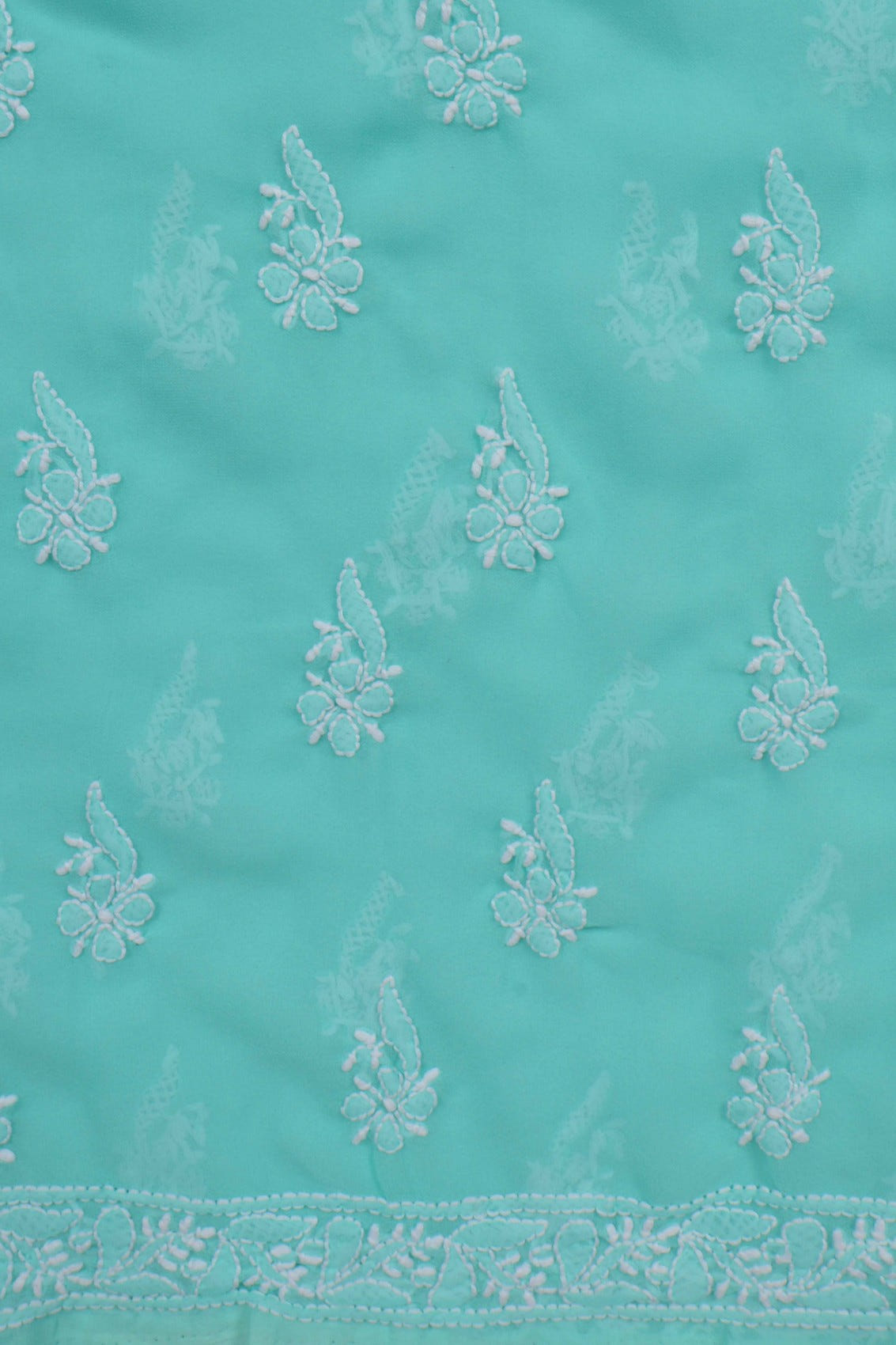 Ada Hand Embroidered Sea Green Georgette Lucknowi Chikankari Unstitched Suit Piece A615333