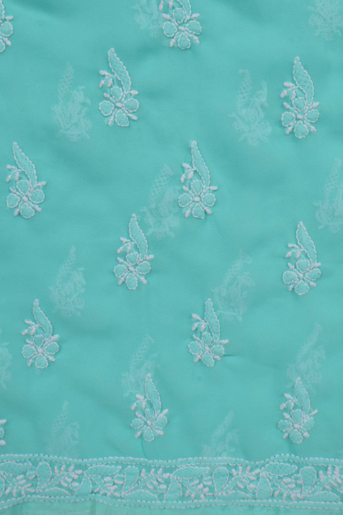 Ada Hand Embroidered Sea Green Georgette Lucknowi Chikankari Unstitched Suit Piece A615333