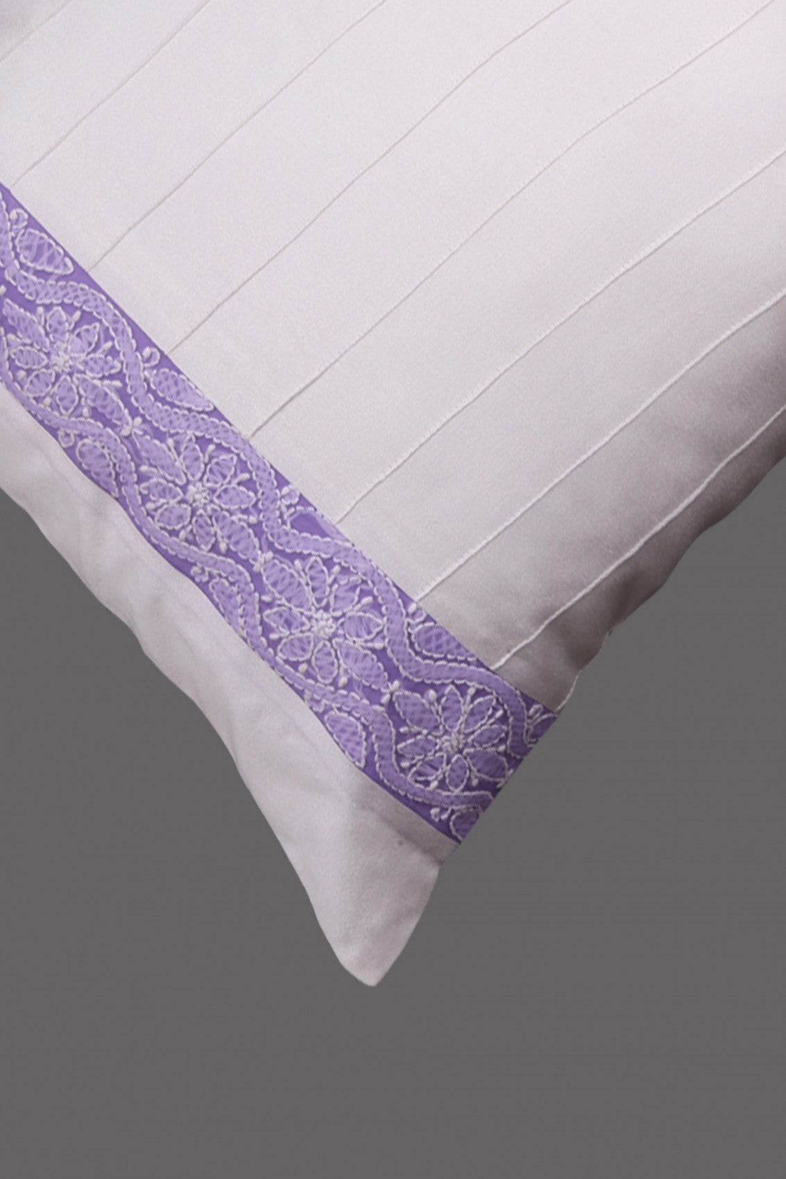 Ada Hand Embroidered White Cotton Lucknowi Chikankari Cushion Cover 01A58530