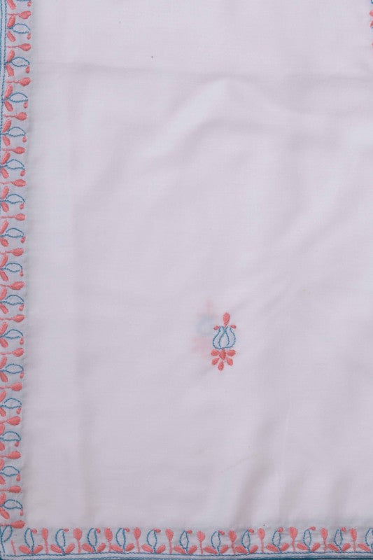 Ada Hand Embroidered White Cotton Lucknowi Chikankari Table Cover - A355753