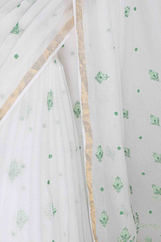 Ada Hand Embroidered White Kota Lucknowi Chikankari Saree With Blouse A623866