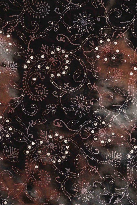 Ada Hand Embroidered Black Pure Georgette Lucknowi Chikankari Dupatta With Muqaish Work A391595