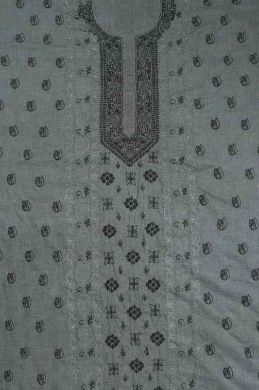 Ada Hand Embroidered Grey Cotton Lucknowi Chikankari Men's Kurta Piece A618565