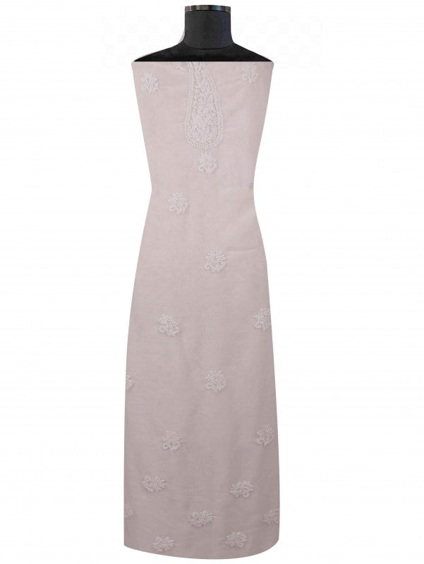 Ada Hand Embroidered White Georgette Lucknowi Chikankari Unstitched Suit Piece with Pearl Work 01A44644