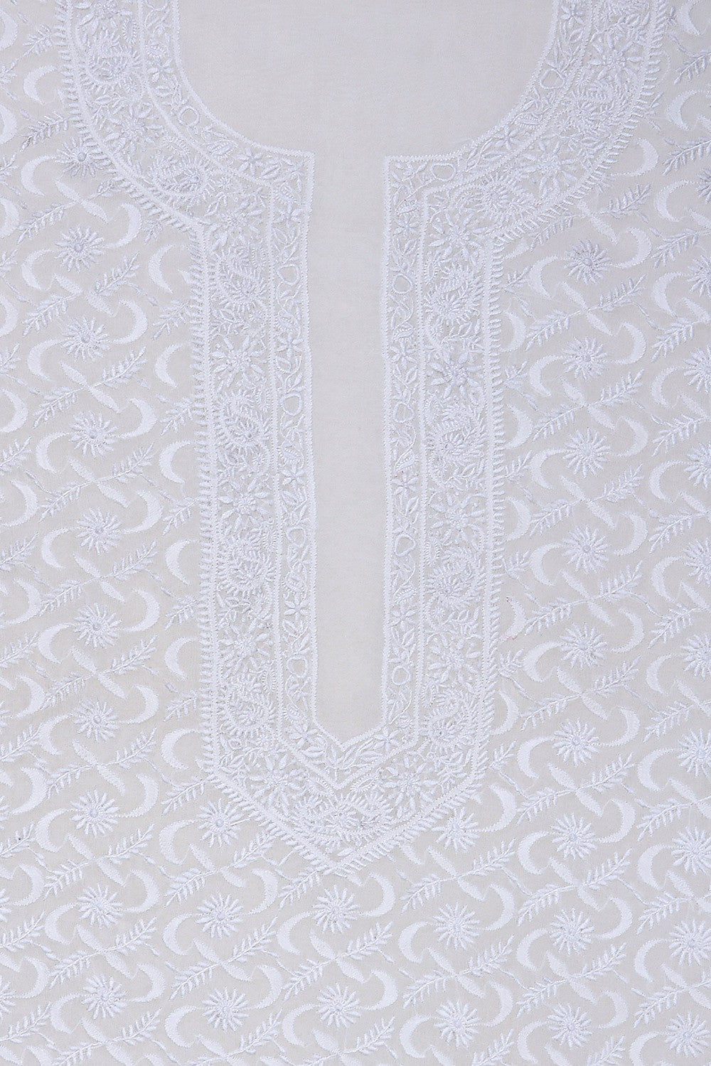 Ada Hand Embroidered White Pure Georgette Lucknowi Chikankari Unstitched Men's Kurta Piece A326786