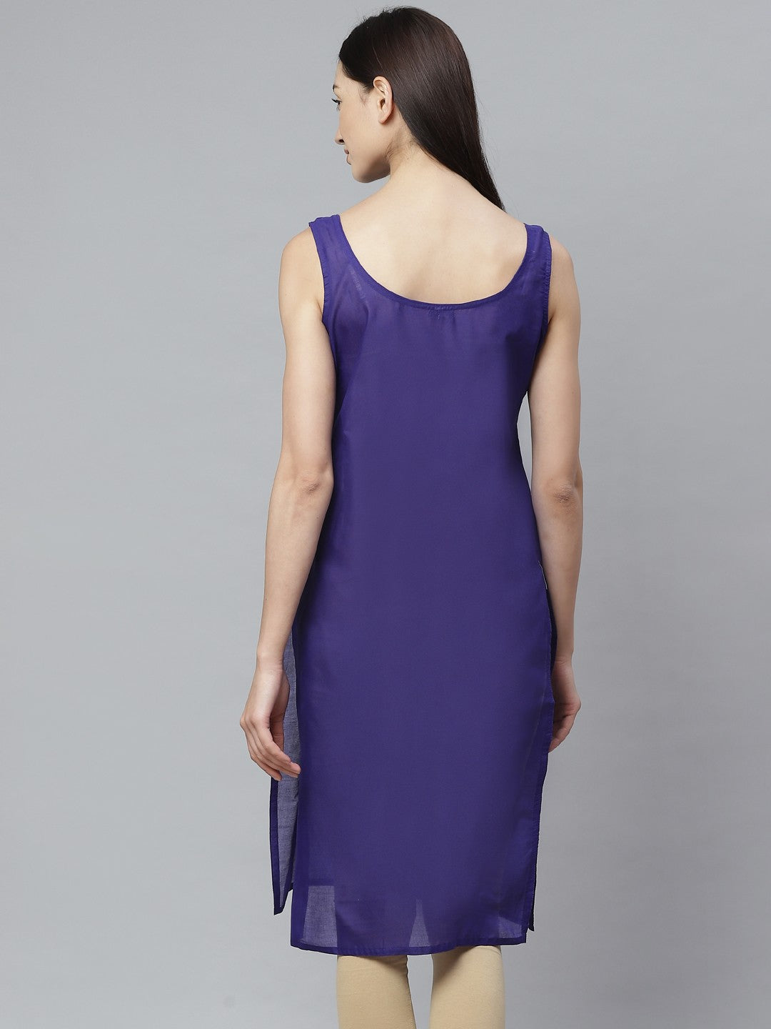 Ada Royal Blue and White Cotton Long Slips Combo of 2  A308034.