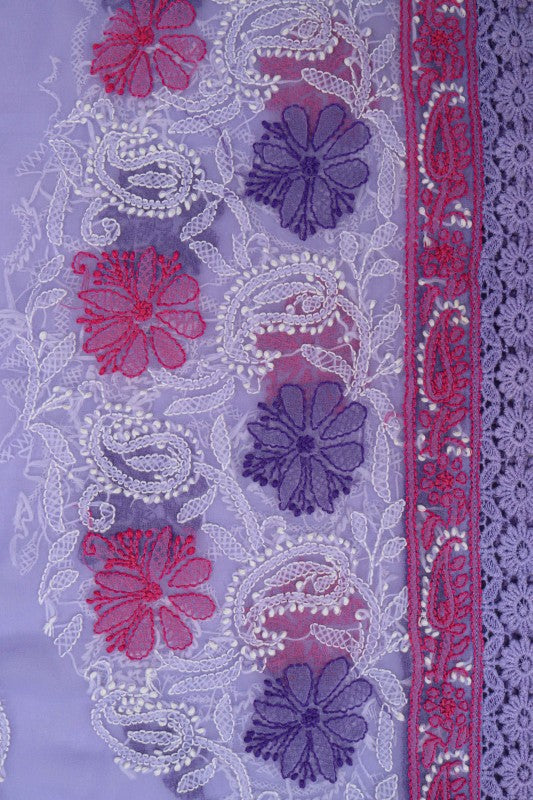 Ada Hand Embroidered Lilac Georgette Lucknowi Chikan Unstitched Kurta Piece A93600