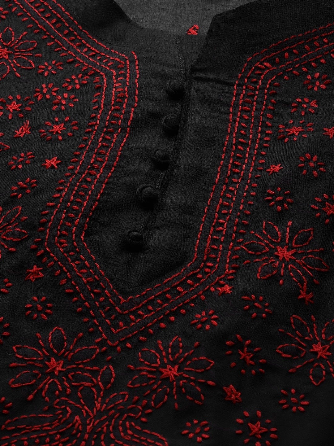 Ada Hand Embroidered Black Cotton Lucknowi Chikankari Kurta Set A811171