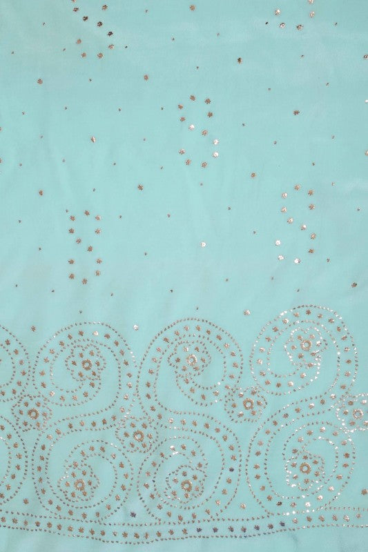 Ada Hand Embroidered Sea Green Crepe Lucknowi Chikan Unstitched Suit Piece With Muqaish Work-A134006