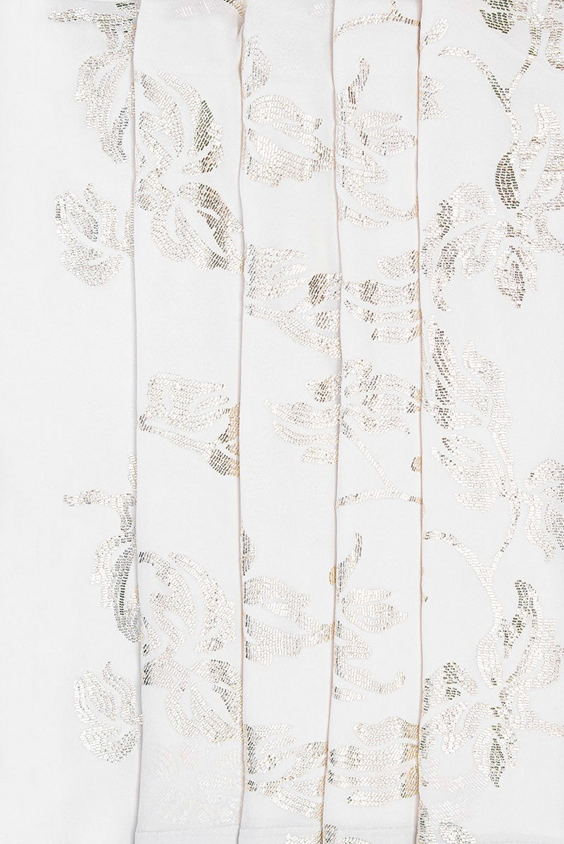 Ada Hand Embroidered White Pure Georgette Lucknowi Chikankari Saree / Blouse With Muqaish Work- A603605
