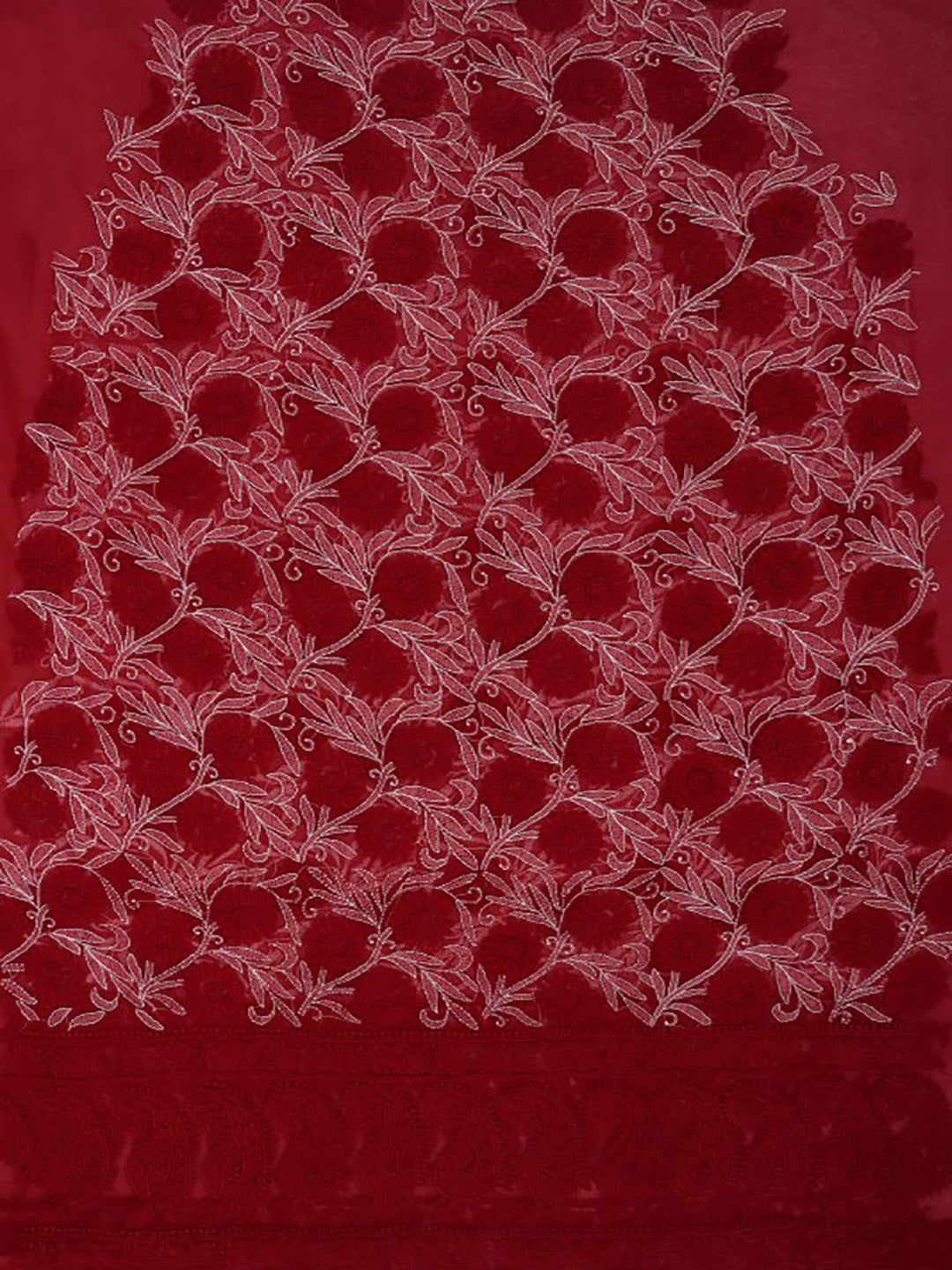 Ada Hand Embroidered Maroon Georgette Lucknowi Chikankari Unstitched Kurta Piece A212662