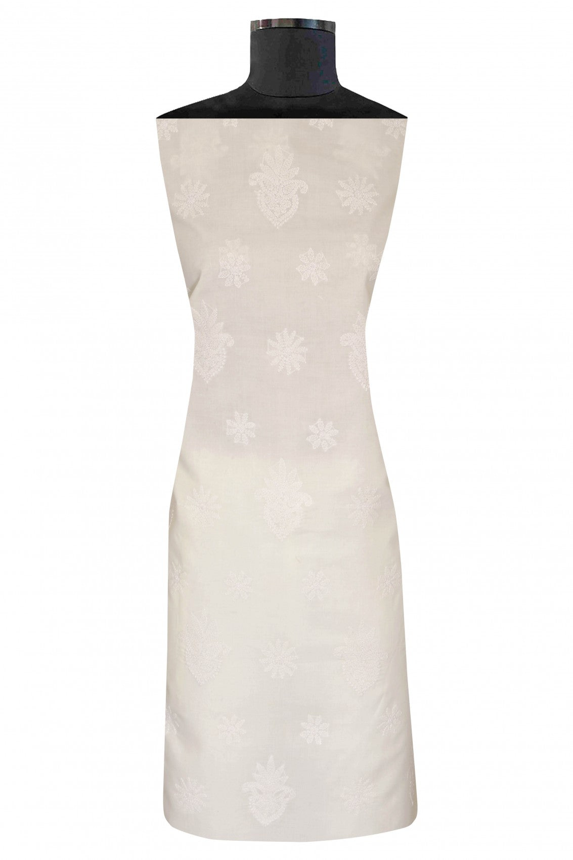 Ada Hand Embroidered Cream/White Cotton Lucknowi Chikankari Unstitched Suit Piece A211202