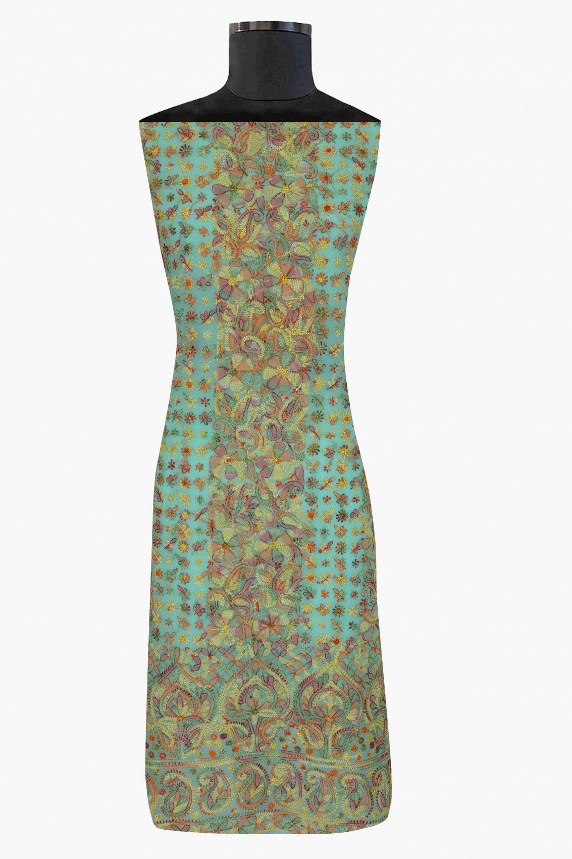 Ada Hand Embroidered Sea Green Georgette Lucknowi Chikankari Unstitched Suit Piece A211180