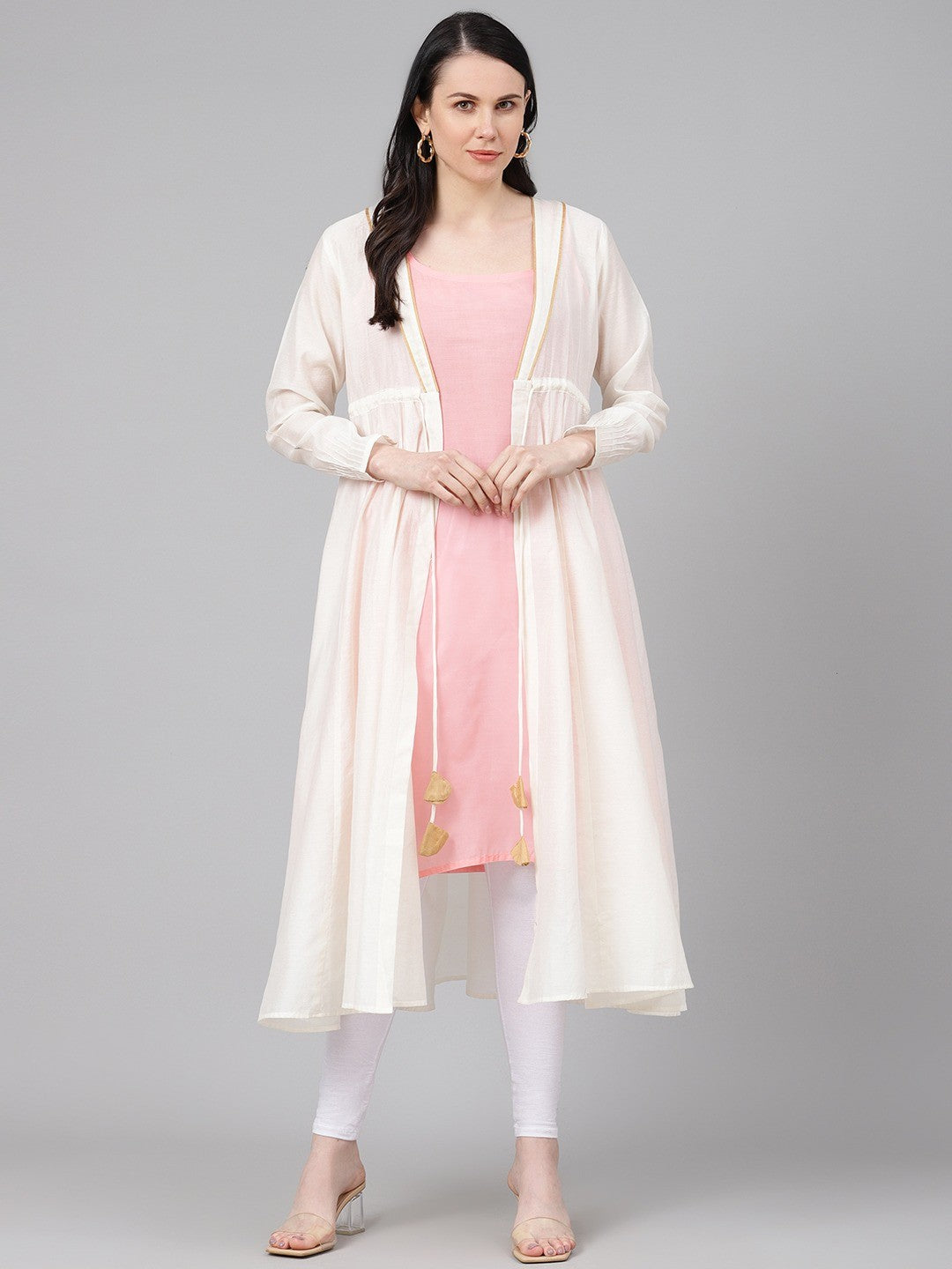 Ada Peach and Black Cotton Long Slips Combo of 2 A137446.