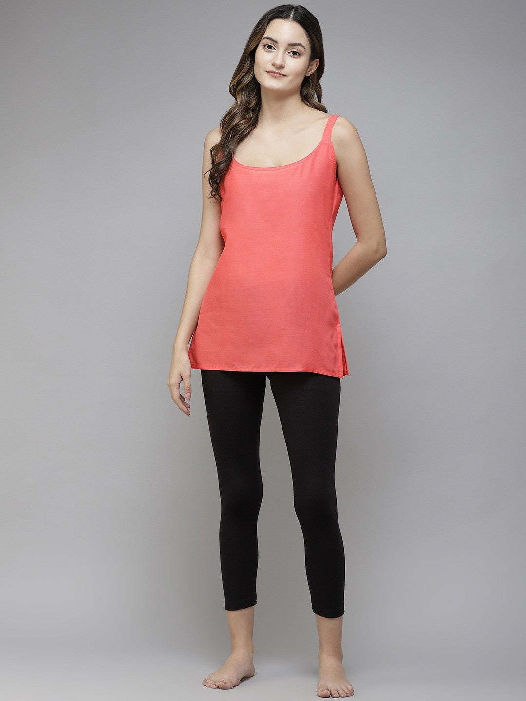 Ada White & Carrot Pink Cotton Short Slips Combo of 2 A111166.