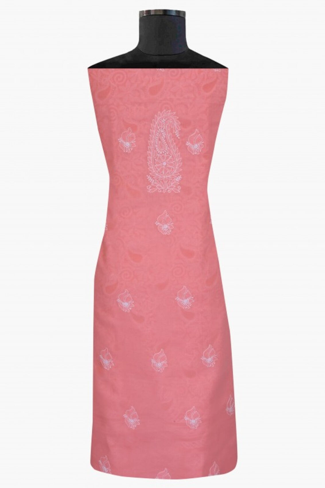 Ada Hand Embroidered Pink Cotton Lucknowi Chikankari Unstitched Suit Piece 01A22771