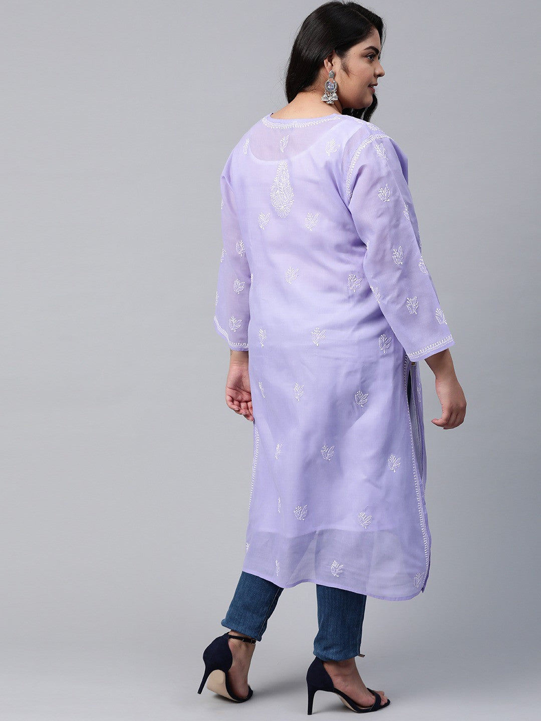 Ada Hand Embroidered Mauve Cotton Lucknow Chikankari Kurta A133617