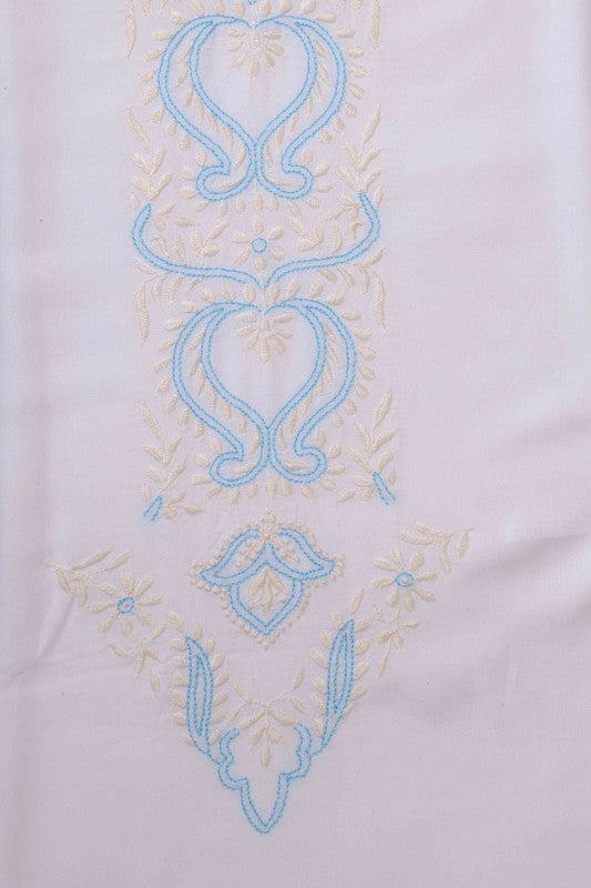 Ada Hand Embroidered White Cotton Lucknowi Chikankari Table Cover A220548