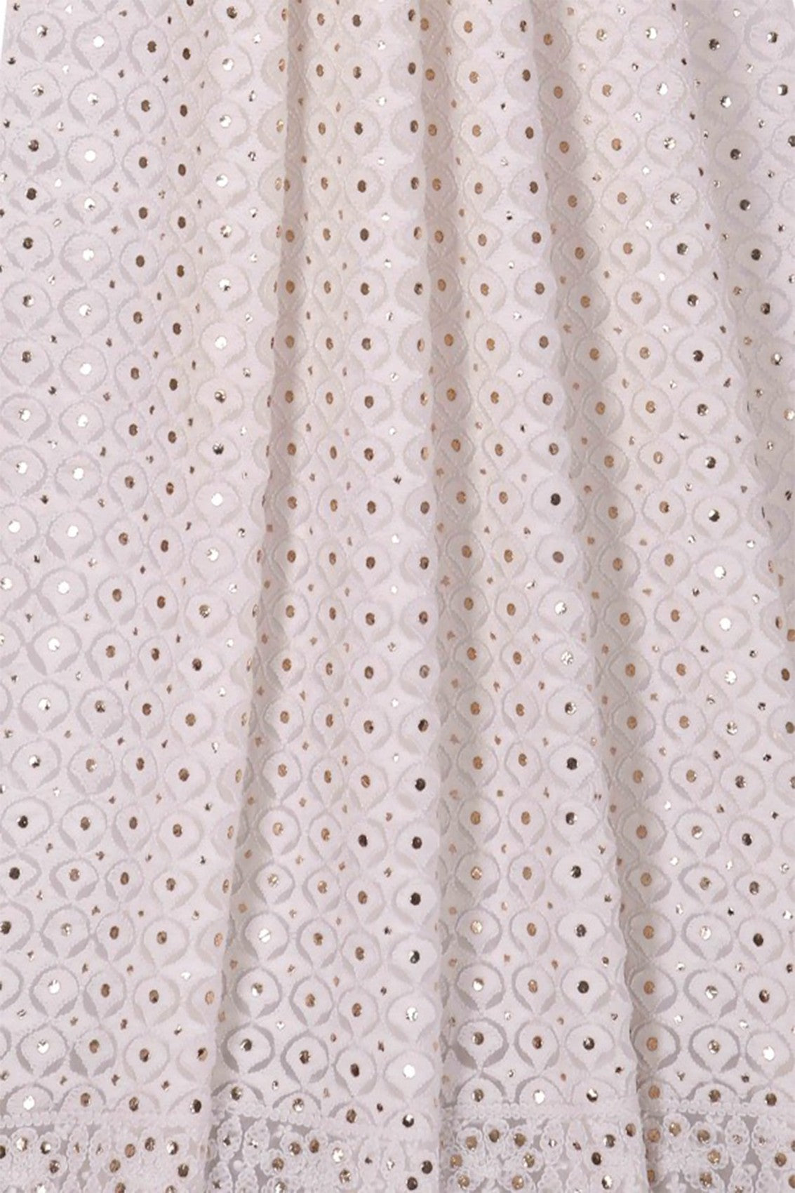Ada Hand Embroidered White Georgette Lucknowi Chikankari Dupatta With Muqaish Work 01A59087