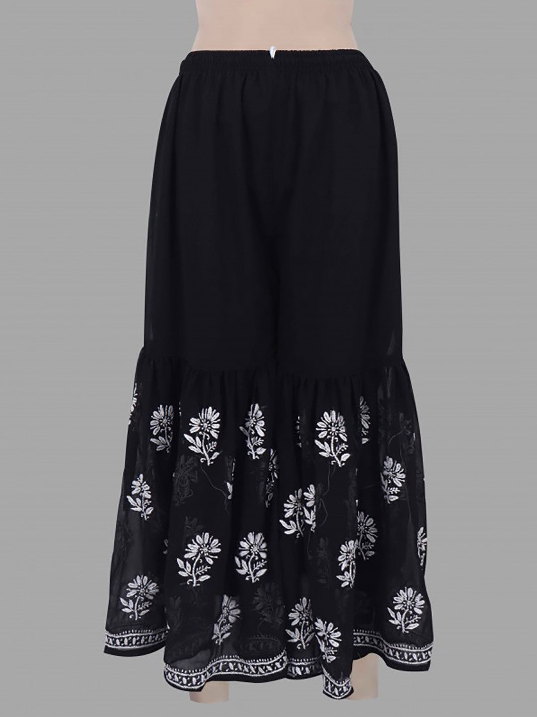 Ada Hand Embroidered Black Georgette Lucknowi Chikankari Palazzo A711160